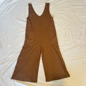 Socialite Brown Wide-Leg Jumpsuit with V-Neck